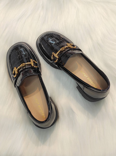 Round Toe Chunky Block Heeled Loafers
